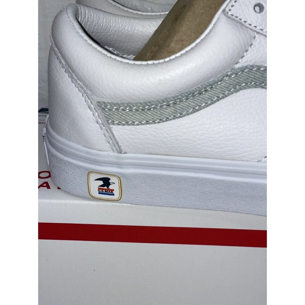 Vans Sneakers Old Skool USPS Denim White Leather Women's Size 5 New‎